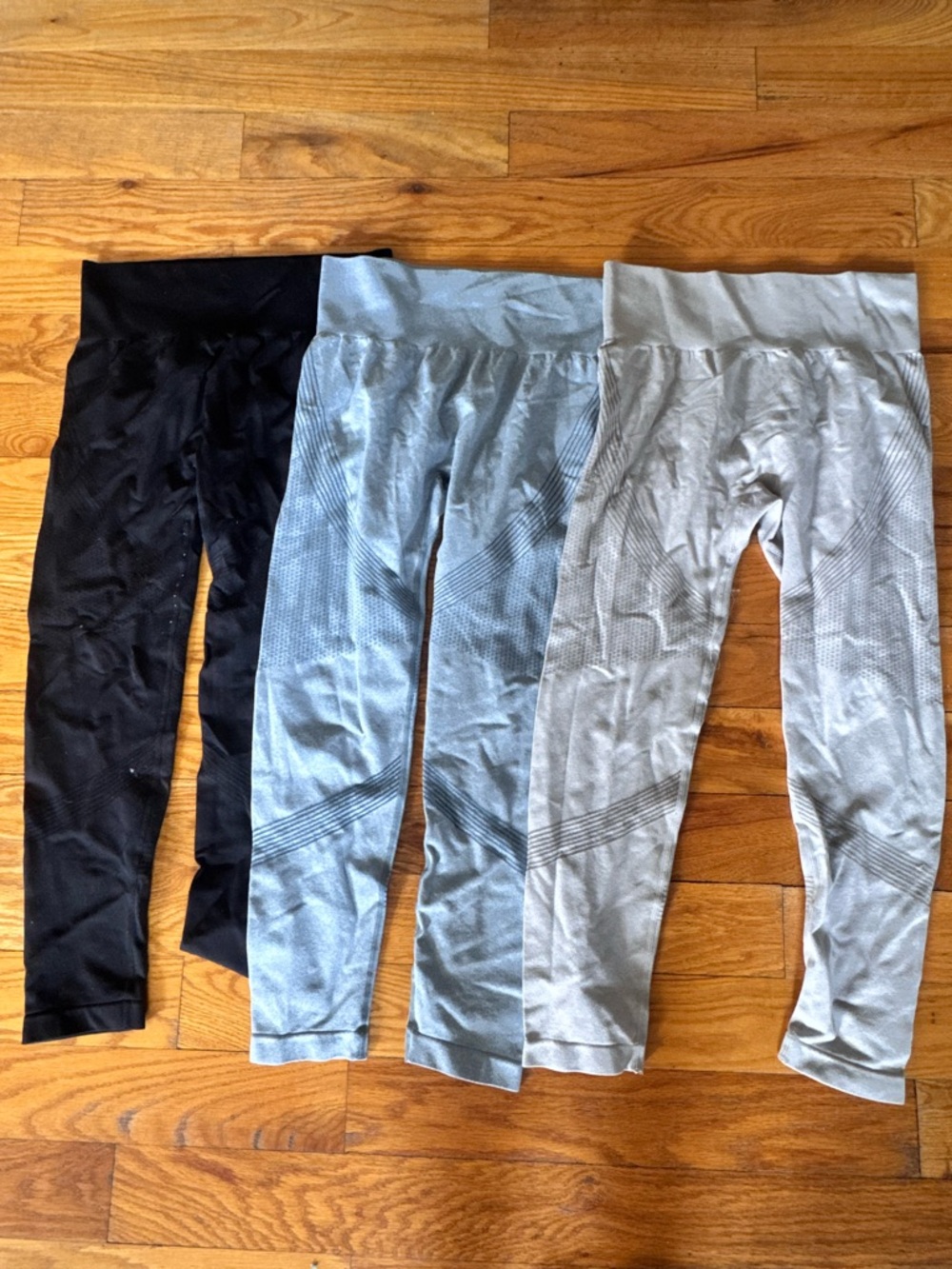 Girls' Active Seamless Leggings - Black, Light Gray, Gray